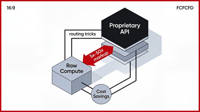 Minimal ink-and-crimson illustration of server racks balanced on a scale against a stack of invoice papers, representing the tradeoff between self-hosted AI infrastructure and API subscription costs