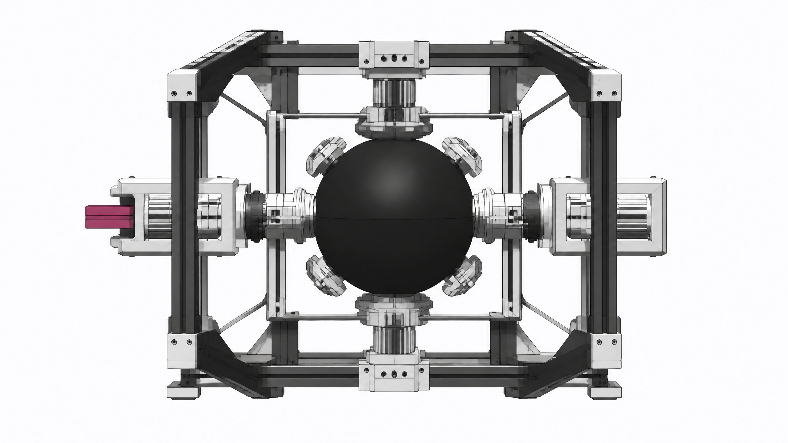 A smooth, opaque spherical module suspended within an intricately detailed, open mechanical chassis representing an AI execution harness.
