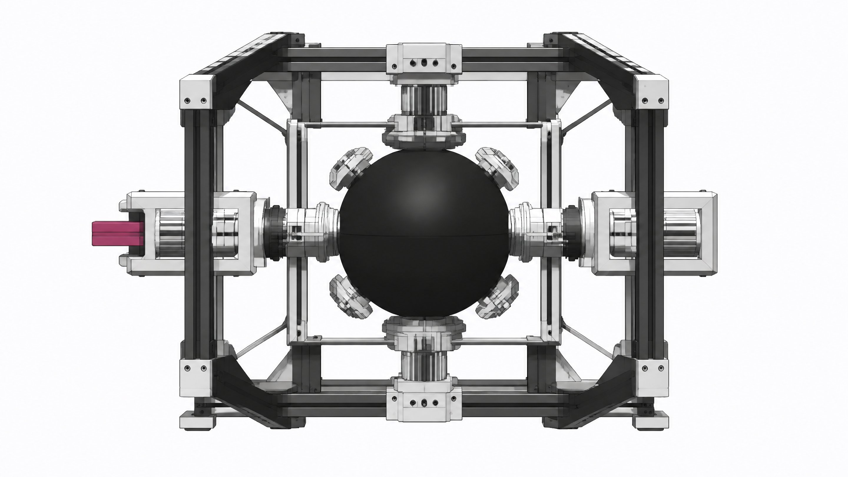A smooth, opaque spherical module suspended within an intricately detailed, open mechanical chassis representing an AI execution harness.