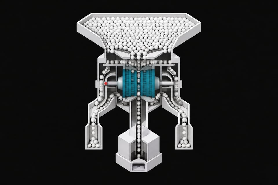 A cutaway view of a mechanical intake manifold using architectural baffles and rotary valves to filter a massive volume of unmarked spheres into a single, regulated sequence, representing an API rate-limiting gateway.