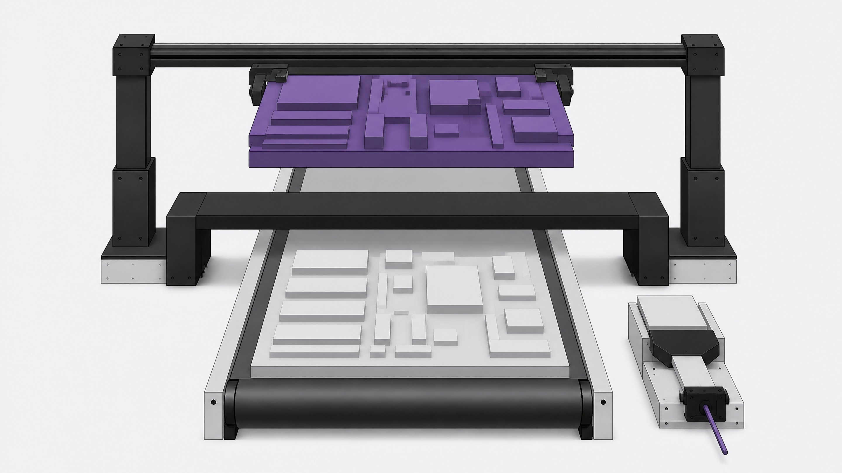 A 3D representation of visual document retrieval where a scanner preserves the complex layout of a geometric plate as an intact block, rather than flattening it into a single thread.