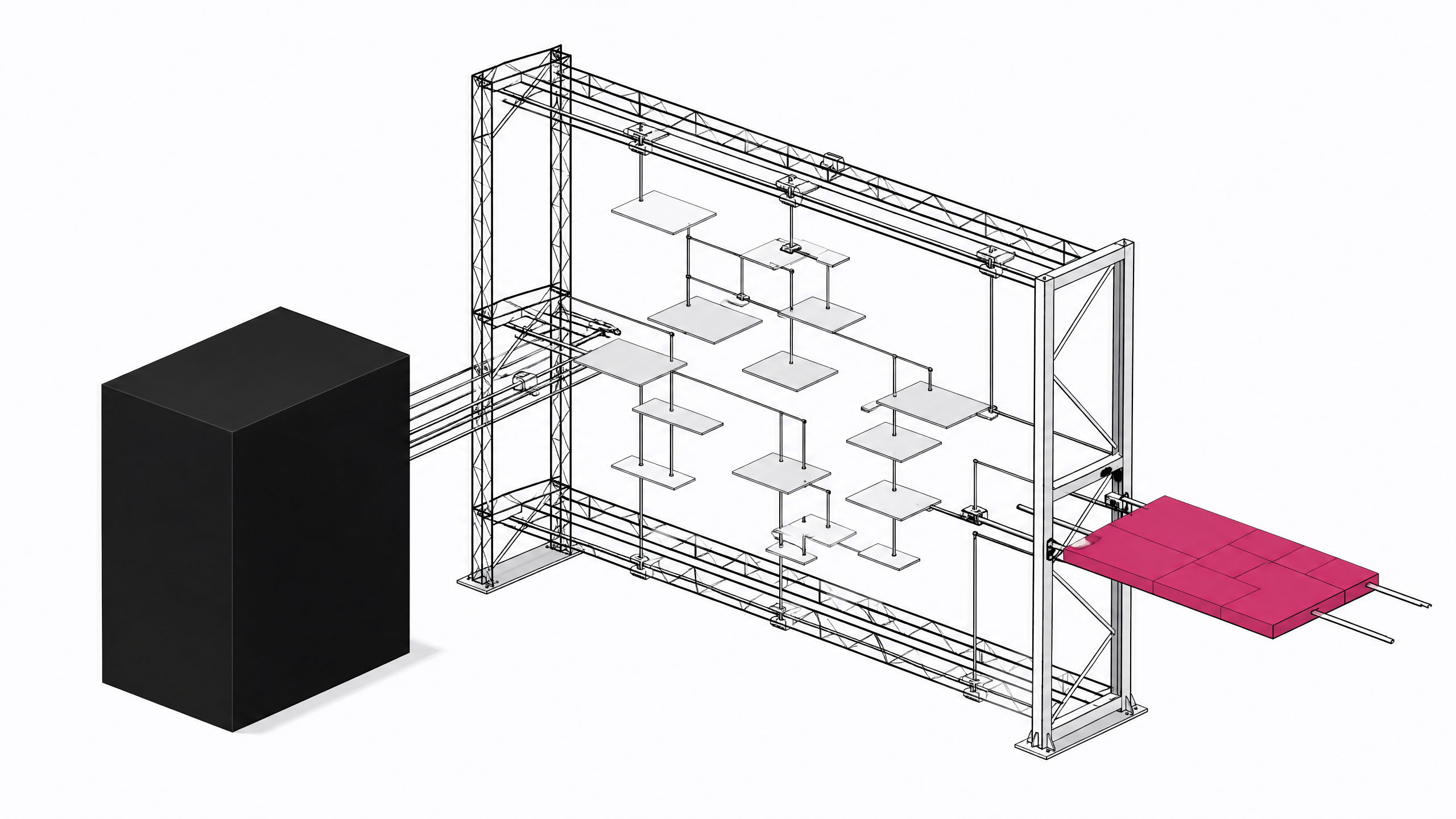 A physical representation of parsing a DOM tree into a constructed UI component, showing an open structural framework where disconnected, branching plates converge through an extraction gate to form a unified interface module, contrasting with a sealed opaque block.