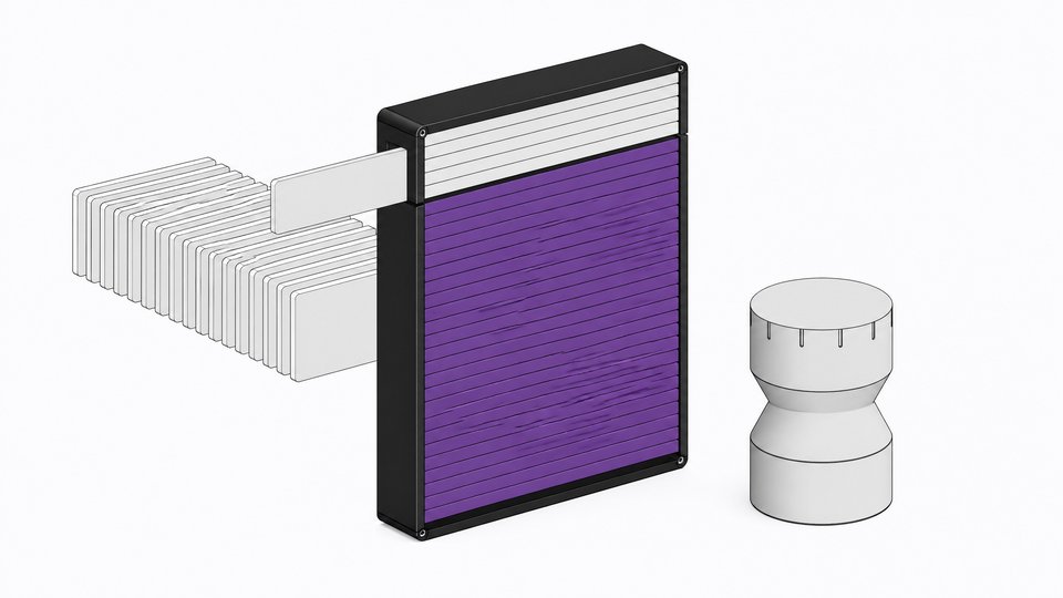 A disk-style cache module whose large stable block of layers fits tightly with incoming prompt cards, beside a notched timer ring, illustrating DeepSeek's prompt prefix KV cache and its retention period.