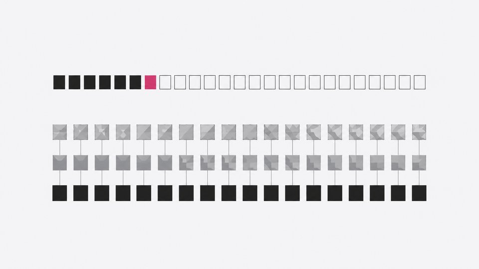 Two rows of token tiles contrasting autoregressive generation, filled one position at a time, with diffusion generation, where the whole sequence sharpens in parallel over refinement passes.