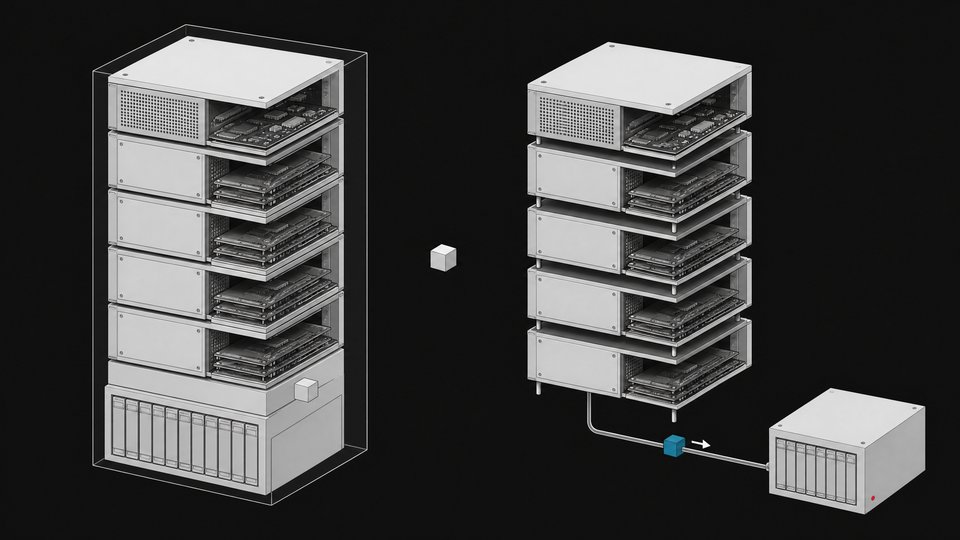 Diagram comparing a self-hosted AI model stack with data kept on local infrastructure versus a cloud AI stack with data flowing out to an external server.