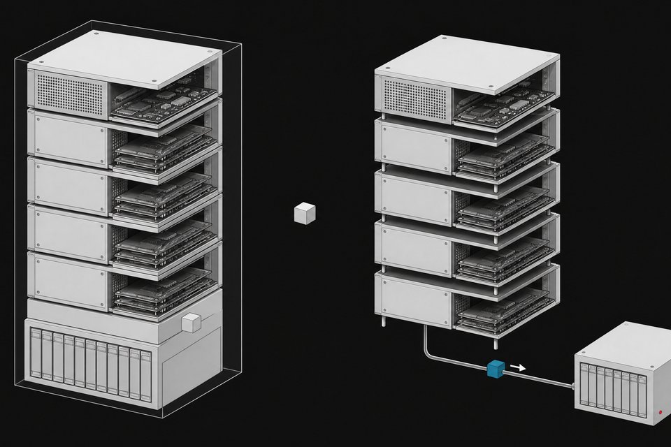 Diagram comparing a self-hosted AI model stack with data kept on local infrastructure versus a cloud AI stack with data flowing out to an external server.
