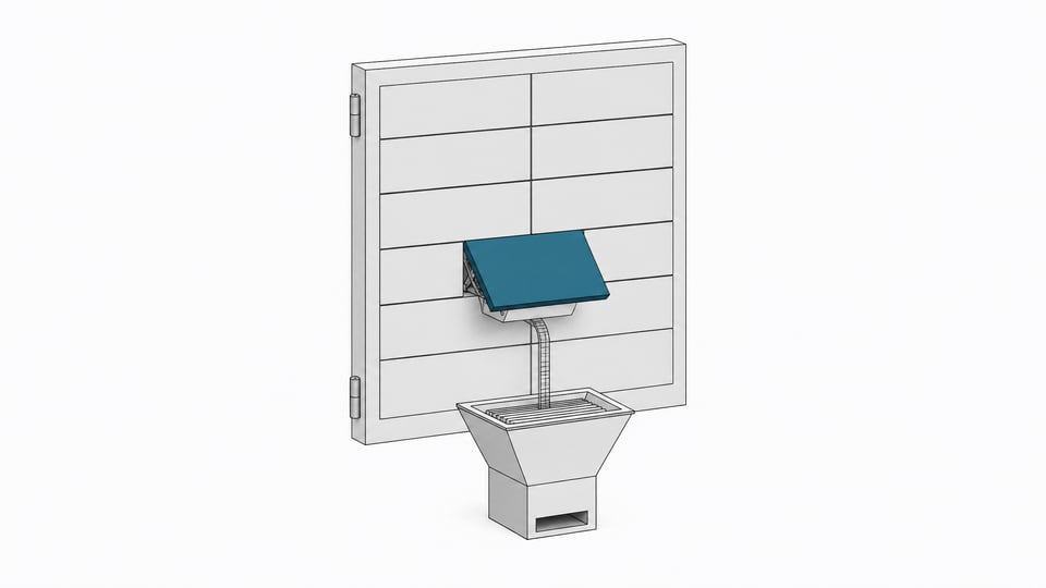 An abstract contract panel with one raised, highlighted clause block feeding into a document-intake hopper, symbolizing a standard software-terms clause being repurposed to feed AI training.