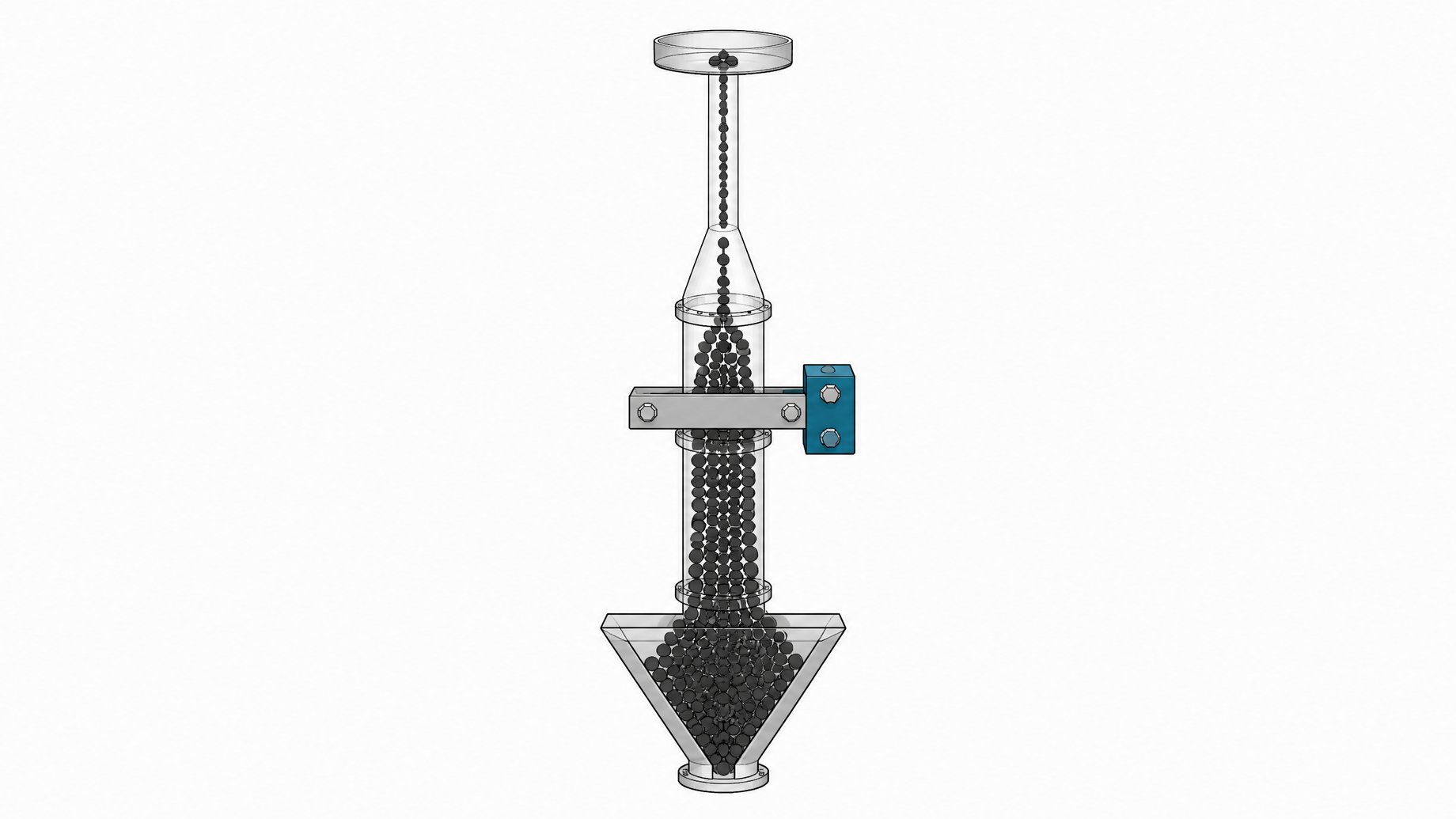 Illustration of a metering pipe with a hard mechanical stop gate limiting the flow of tokens, representing a hard spend cap on metered AI API usage.