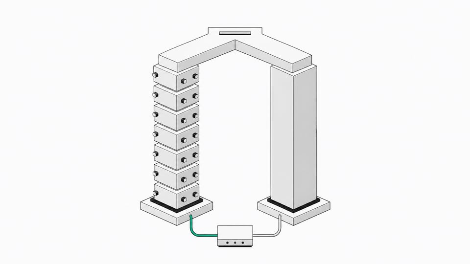 Two model architectures shown as parallel layered towers—one modular and swappable, one fused—each connecting to a small internal tool module.