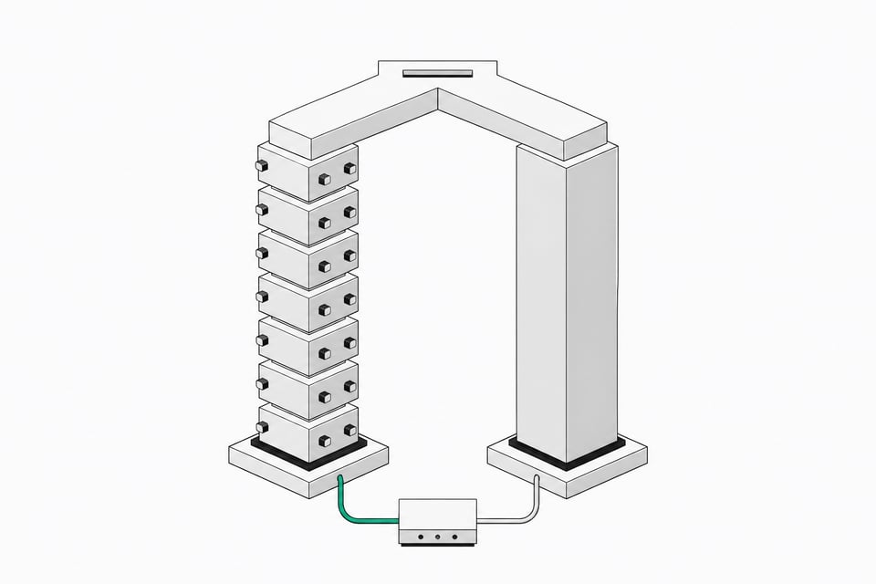 Two model architectures shown as parallel layered towers—one modular and swappable, one fused—each connecting to a small internal tool module.