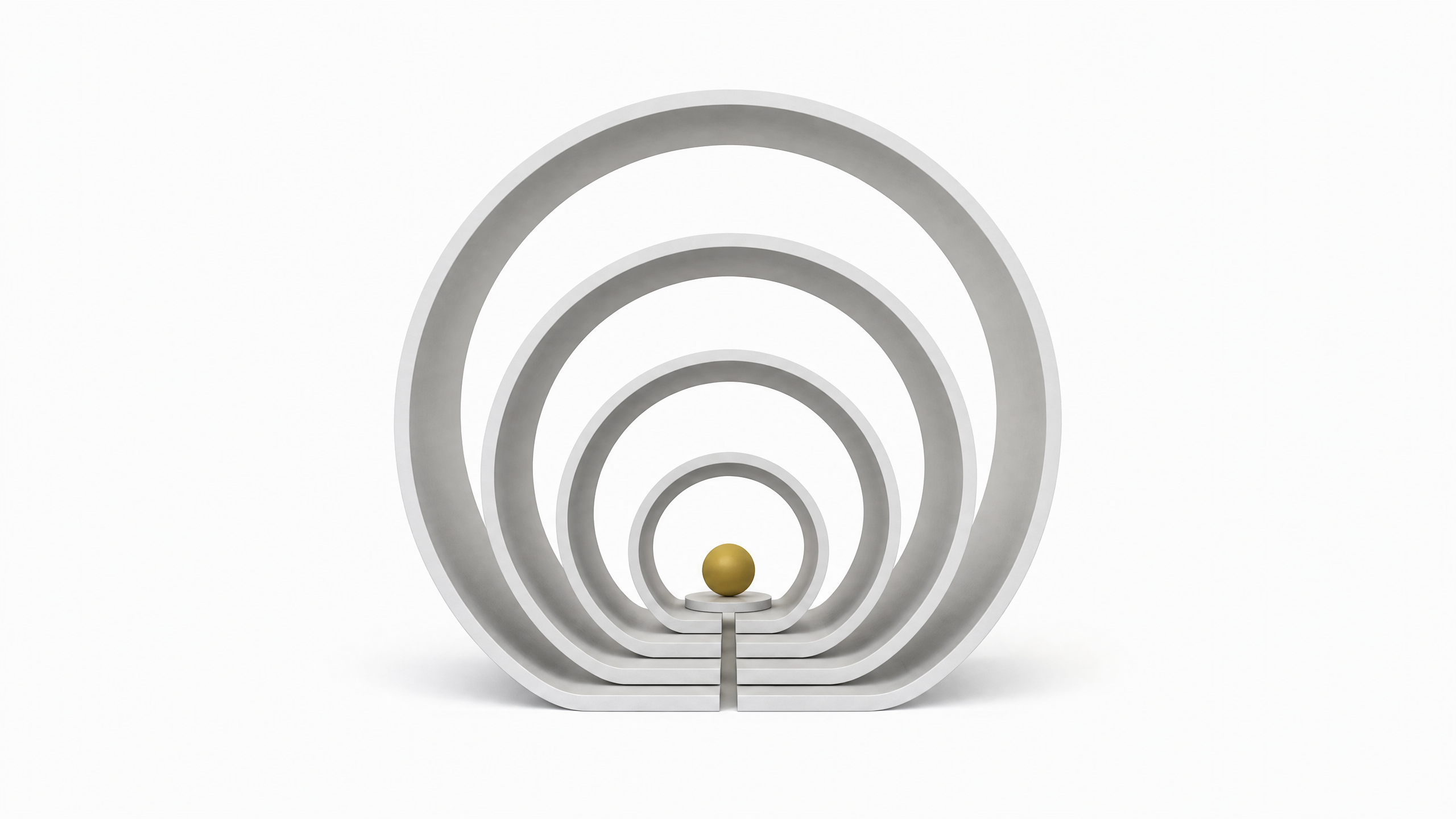 Illustration of nested transparent shells representing layered API markups, with a single accent-colored sphere at the core connected by one continuous channel through all the layers.