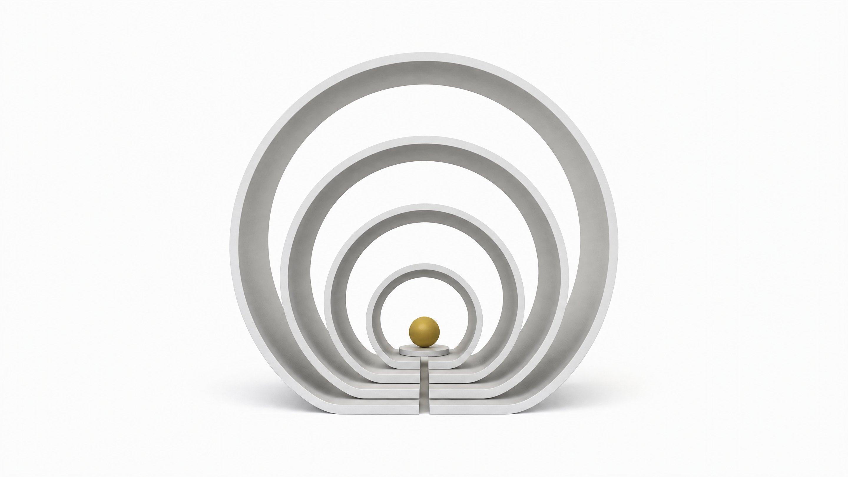 Illustration of nested transparent shells representing layered API markups, with a single accent-colored sphere at the core connected by one continuous channel through all the layers.