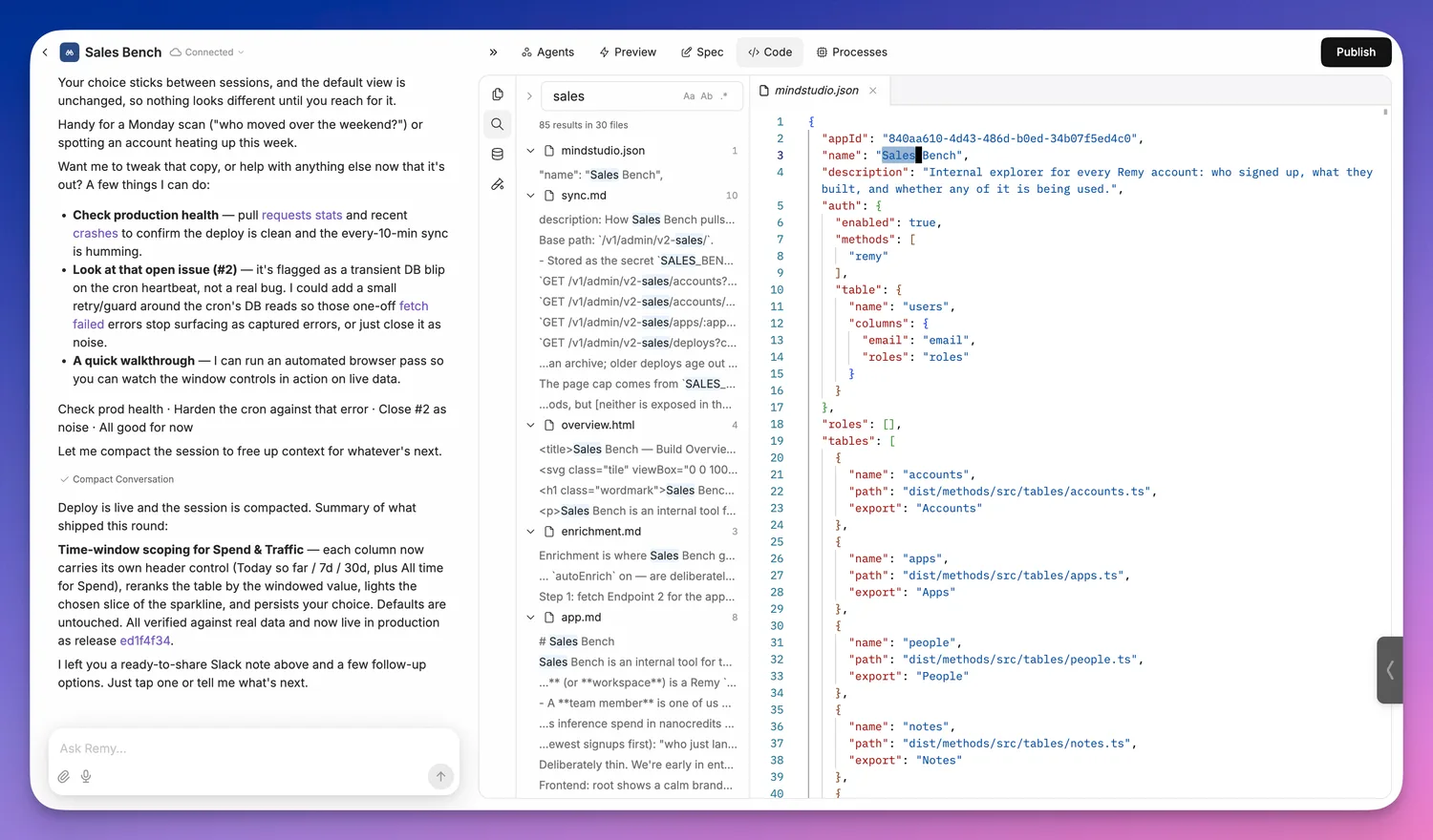 Search and replace, project-wide.